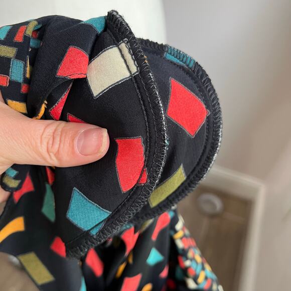 VTG Carole Little Black Multi colored Confetti Abstract Button Up Blouse Sz 4 - Picture 5 of 8